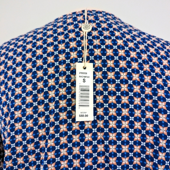 Max Studio Blue and Black Patterned Blouse - Picture 3 of 5